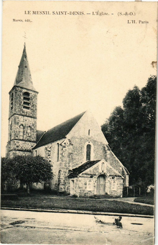Carte postale ancienne Le Mesnil Saint-Denis - L'Eglise - au Mesnil-Saint-Denis