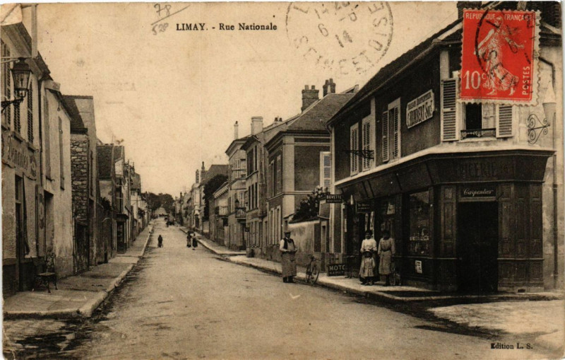 Carte postale ancienne Limay - Rue Nationale à Limay