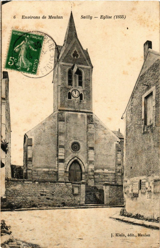 Carte postale ancienne Env. de Meulan - Sailly - Eglise (1855) à Sailly