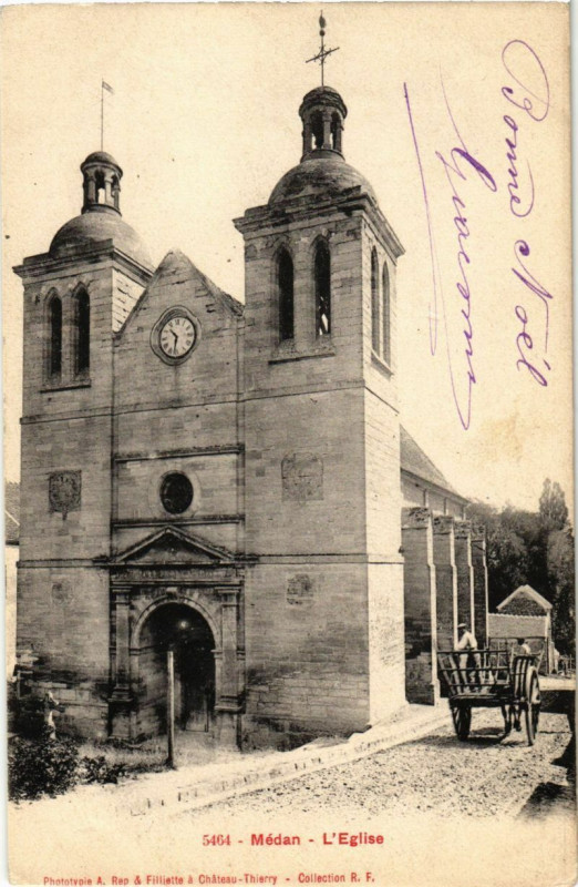Carte postale ancienne Medan - L'Eglise à Médan