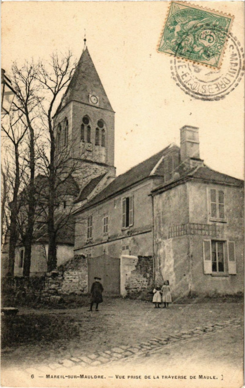 Carte postale ancienne Mareil-sur-Muldre - Vue prise de la Traverse de Maule à Maule