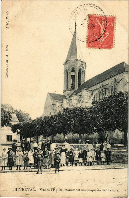 Carte postale ancienne Thierval - Vue de l'Eglise