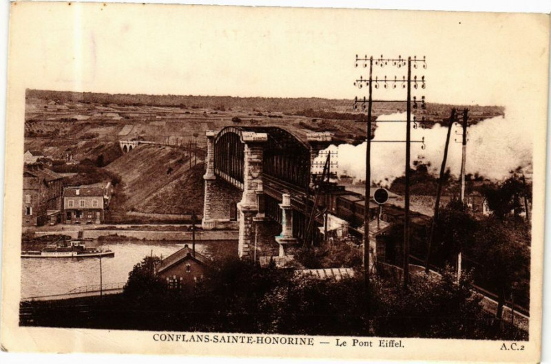 Carte postale ancienne Conflans-Sainte-Honorine - Le Pont Eiffel à Conflans-Sainte-Honorine