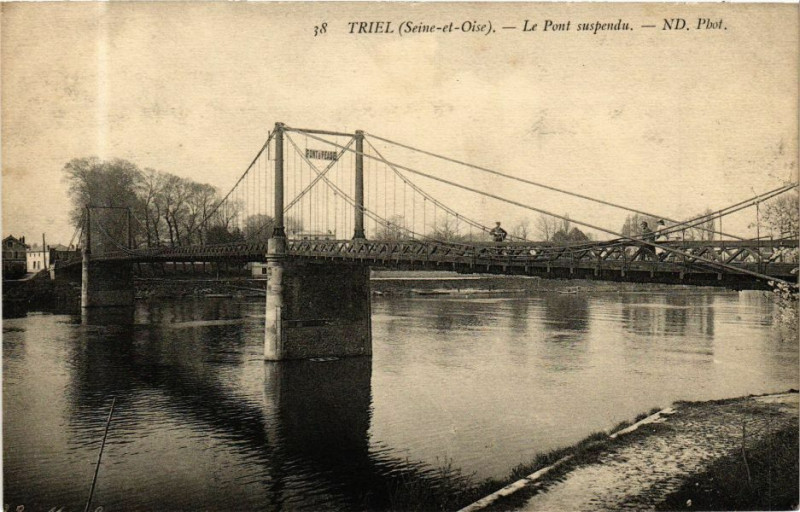 Carte postale ancienne Triel - Le Pont suspendu