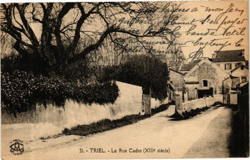 Carte postale ancienne Triel - La Rue Carnot