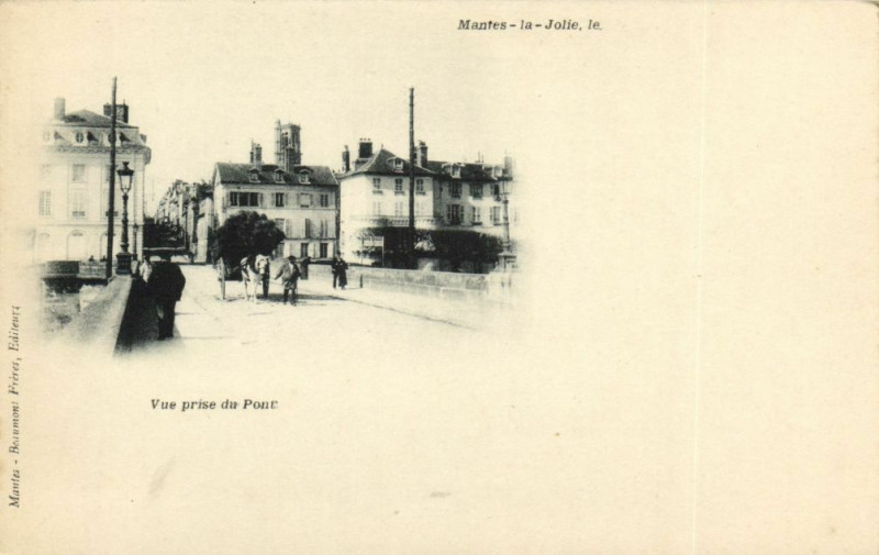 Carte postale ancienne Mantes-la-Jolie-Vue prise du Pont à Mantes-la-Jolie
