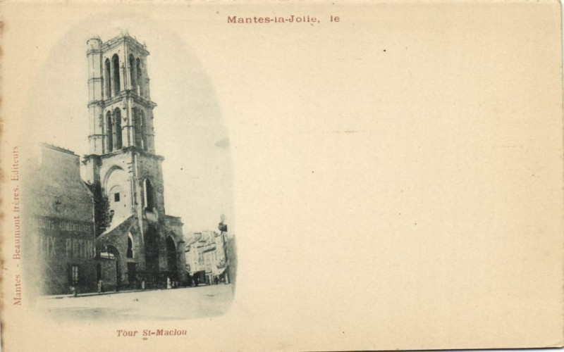 Carte postale ancienne Mantes-la-Jolie-Tour Saint-Maclou à Mantes-la-Jolie
