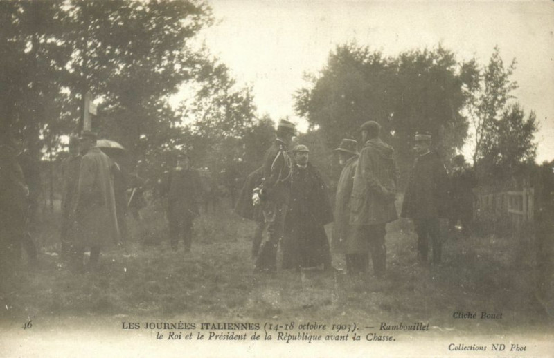 Carte postale ancienne Les Journées Italiennes-Rambouillet le Roi et le President à Rambouillet