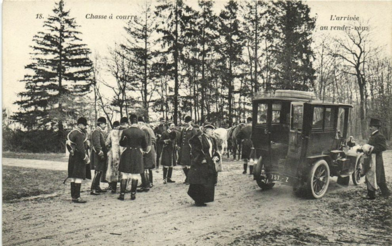 Carte postale ancienne Chasse a courre-L'arrivée au rendez-vous