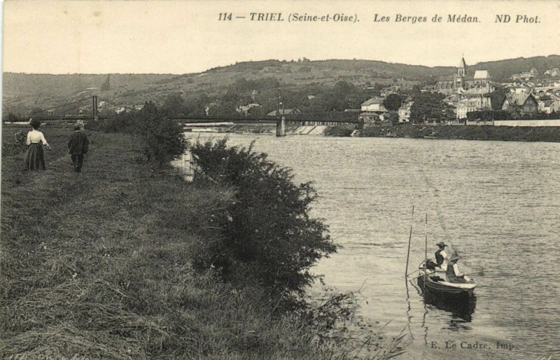 Carte postale ancienne Triel-Les Berges de Medan à Médan