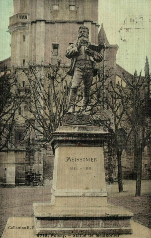 Carte postale ancienne Poissy-Statue de Meissonier à Poissy