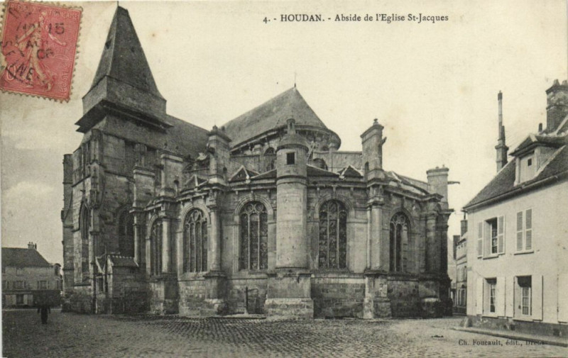 Carte postale ancienne Houdan-Abside de l'Eglise St-Jacques à Houdan