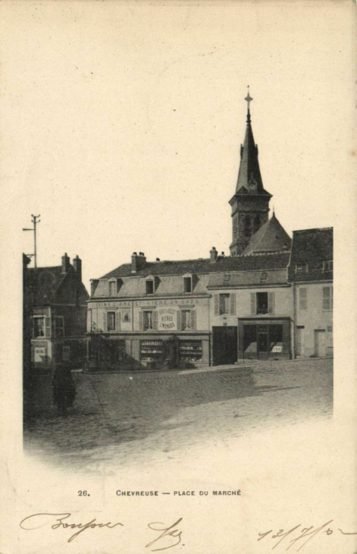 Carte postale ancienne Chevreuse-Place du Marché à Chevreuse