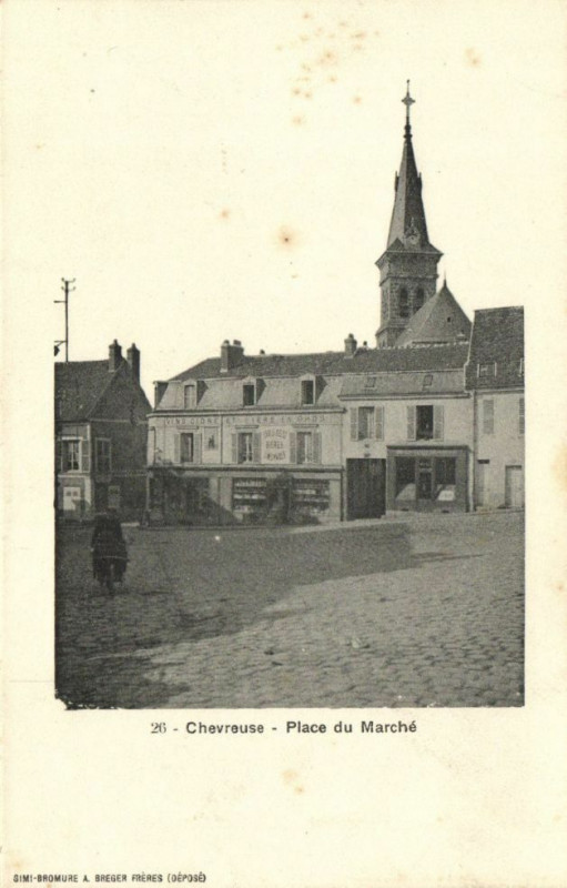 Carte postale ancienne Chevreuse-Place du Marché à Chevreuse