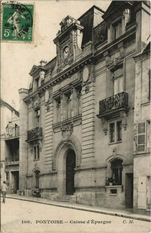 Carte postale ancienne Pontoise Caisse d'Epargne à Pontoise