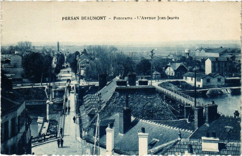 Carte postale ancienne Persan Beaumont - Panorama - L'Avenue Jean-Jaurés à Persan