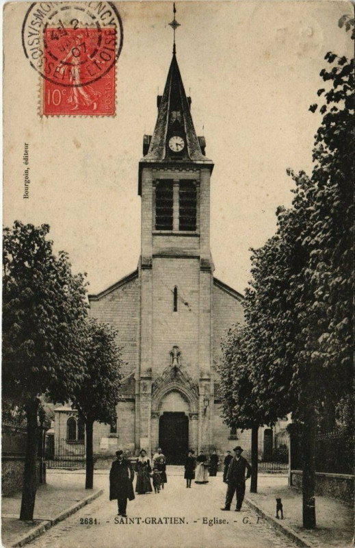 Carte postale ancienne Saint-Gratien - Eglise à Saint-Gratien