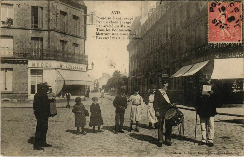 Carte postale ancienne Avis - Pontoise étant ravagé... à Pontoise