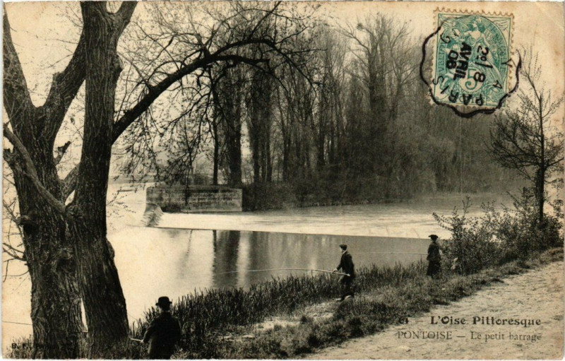 Carte postale ancienne Pontoise - Le petit barrage à Pontoise