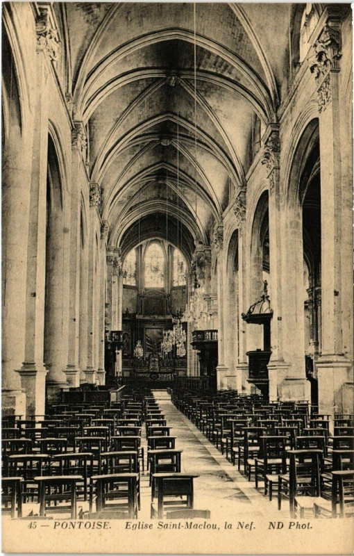 Carte postale ancienne Pontoise - Eglise Saint-Maclou, la Nef. à Pontoise