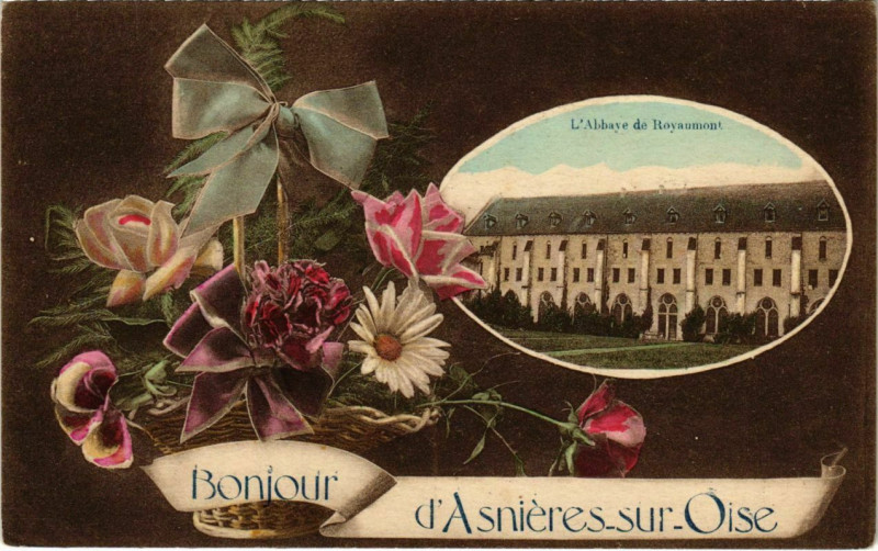 Carte postale ancienne Bonjour d'Asniers-sur-Oise
