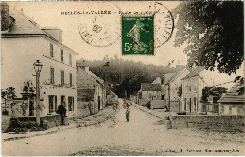Carte postale ancienne Mesla-la-Vallee - route de Pontoise à Pontoise