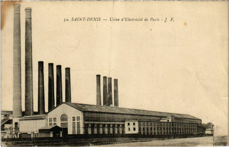 Carte postale ancienne Saint-Denis - Usine d'Electricite à Us