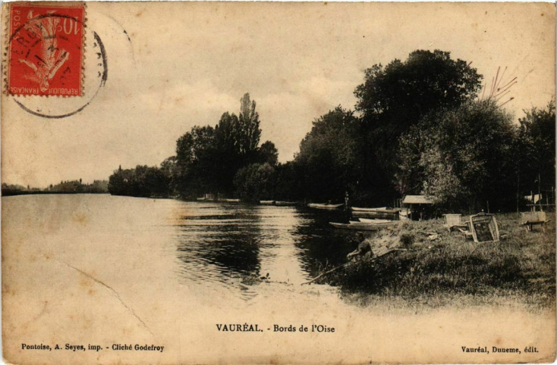Carte postale ancienne Vaureal - Bords de l'Oise à Vauréal