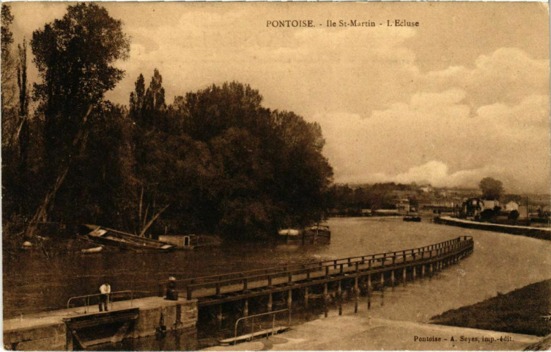 Carte postale ancienne Pontoise - Ile St-Martin à Pontoise
