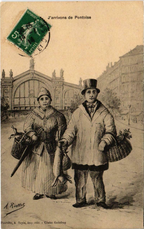 Carte postale ancienne J'arrivons de Pontoise à Pontoise