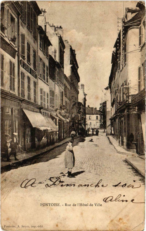 Carte postale ancienne Pontoise - Rue de l'Hotel de Ville à Pontoise