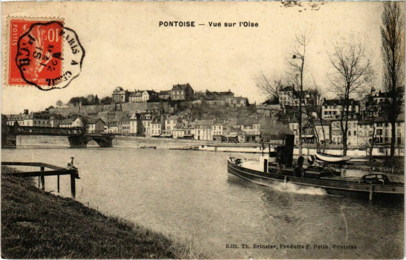 Carte postale ancienne Pontoise - Vue sur l'oise à Pontoise