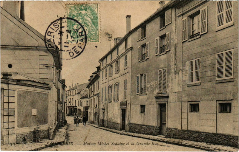 Carte postale ancienne Saint-Prix - Maison Michel Sedaine et la Grande-Rue à Saint-Prix