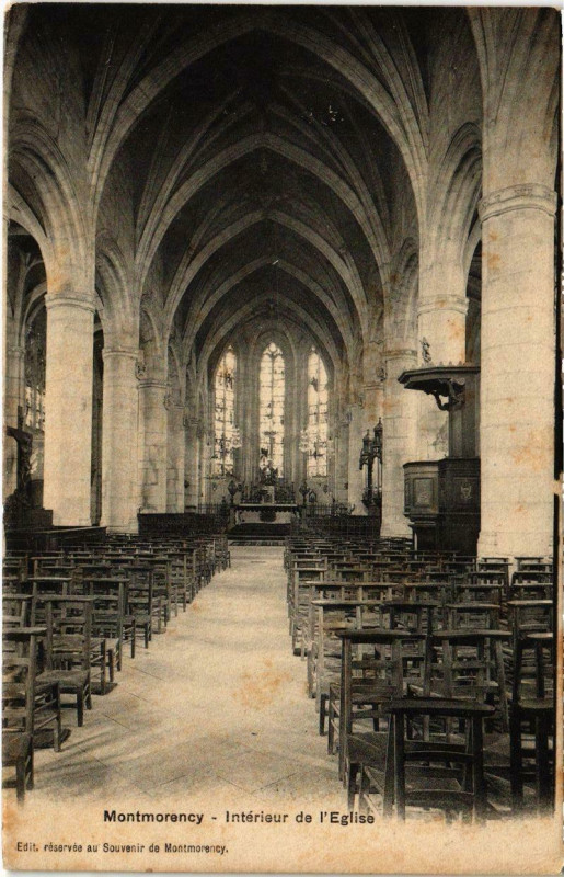Carte postale ancienne Montmorency - Interieur de l'Eglise à Montmorency