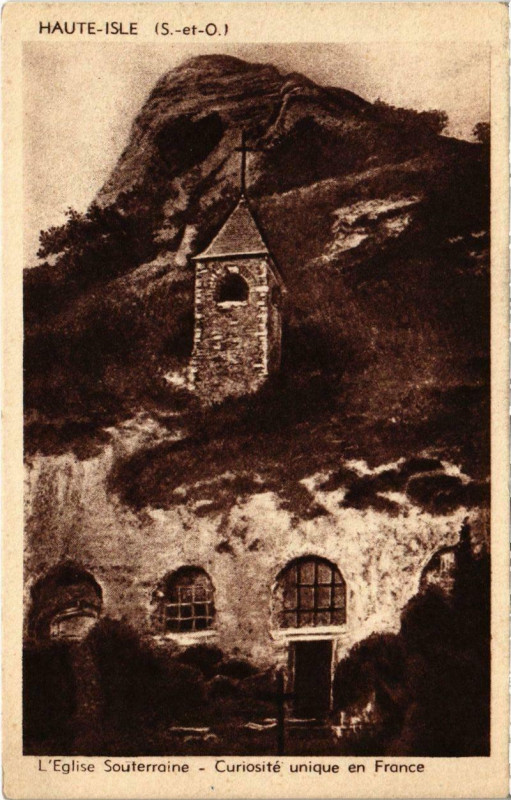 Carte postale ancienne Haute-Isle - L'Eglise Souterroine à Haute-Isle