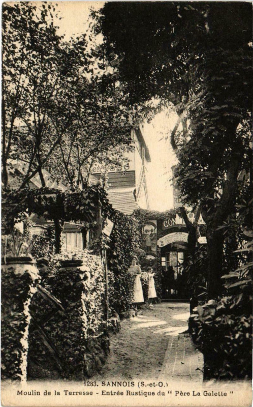 Carte postale ancienne Sannois Moulin de la Terrasse Entree Rustique du Pere la Galett à Sannois