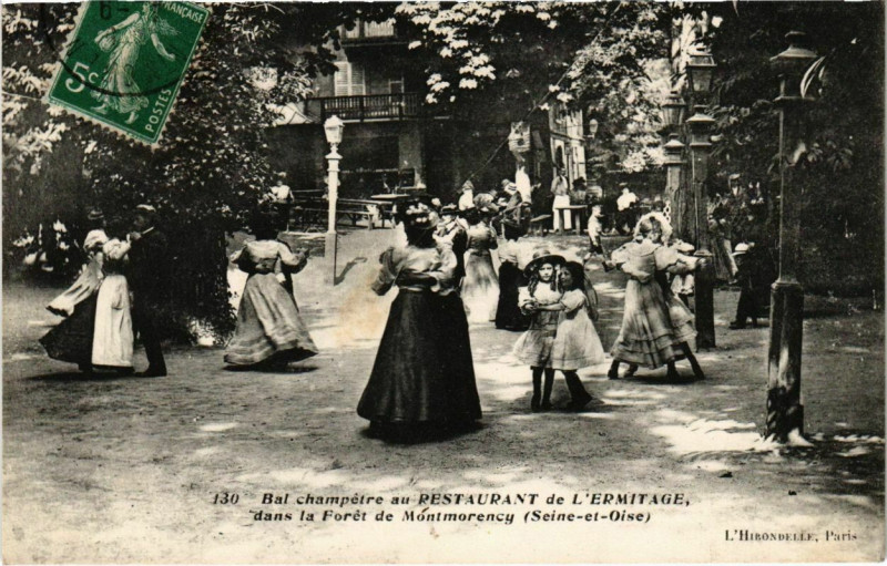 Carte postale ancienne Bae champetre au Resaurant de l'Ermitage dans la Foret de Montmore