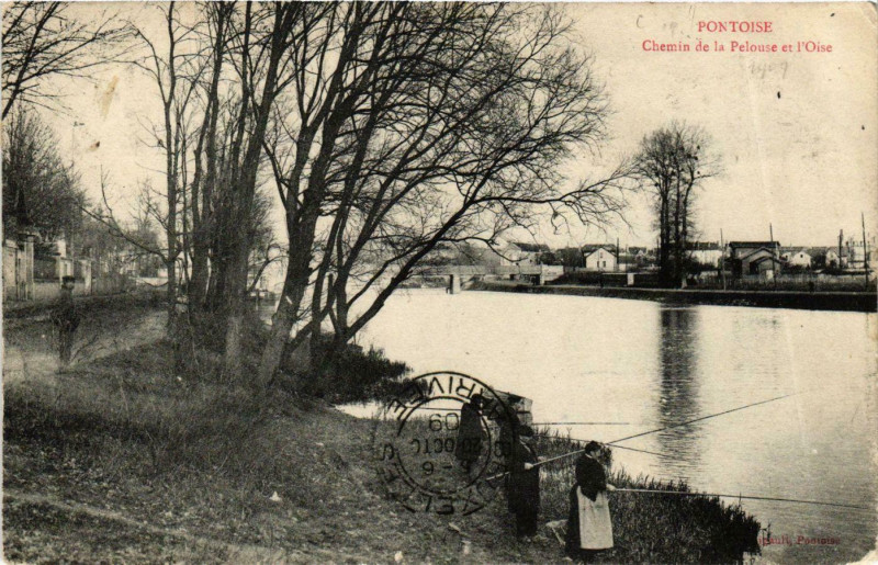 Carte postale ancienne Pontoise Chemin de la Pelouse et l'Oise à Pontoise