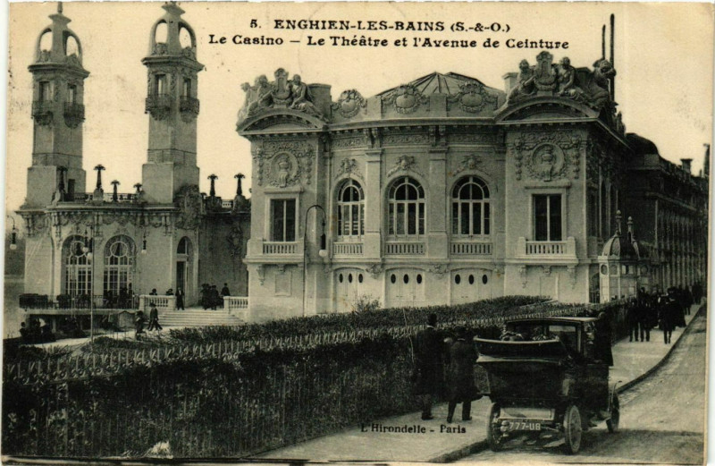 Carte postale ancienne Enghien-les-Bains Casino théatre avenue à Enghien-les-Bains