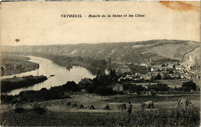 Carte postale ancienne Vetheuil Boucle de la Seine et les Cotes à Vétheuil