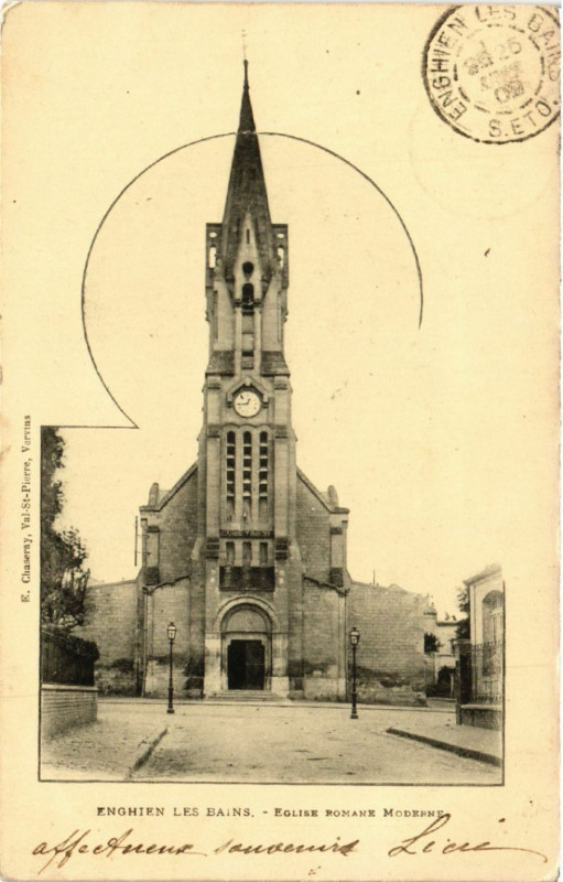 Carte postale ancienne Enghien les Bains - Eglise Romane Moderne à Enghien-les-Bains