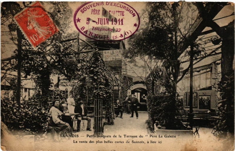 Carte postale ancienne Sannois - Petits bosquets de la Terrasse du Pére La Galette... à Sannois
