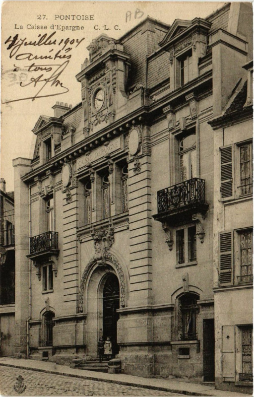 Carte postale ancienne Pontoise - La Caisse d'Epargne à Pontoise