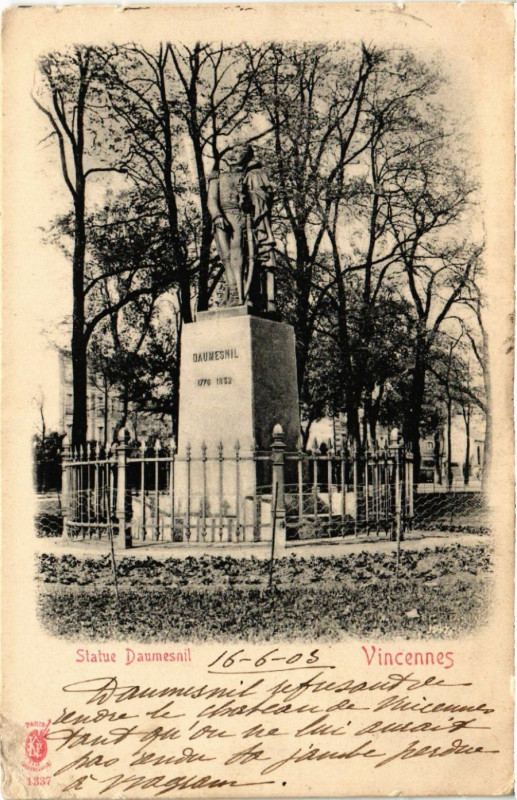 Carte postale ancienne Statue Daumesnil - Vincennes