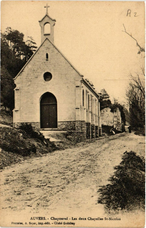 Carte postale ancienne Auvers - Chaposval - Les deux Chapelles Saint-Nicolas