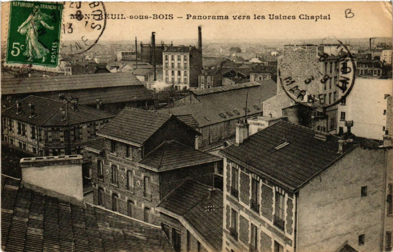 Carte postale ancienne Montbeuil-sous-Bois - Panorama vers les Usines Chaptal à Us