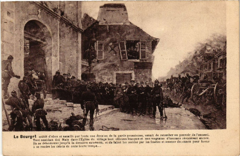 Carte postale ancienne Le Bourget - criblé d'obus et ausailli par Loute  ... à Us