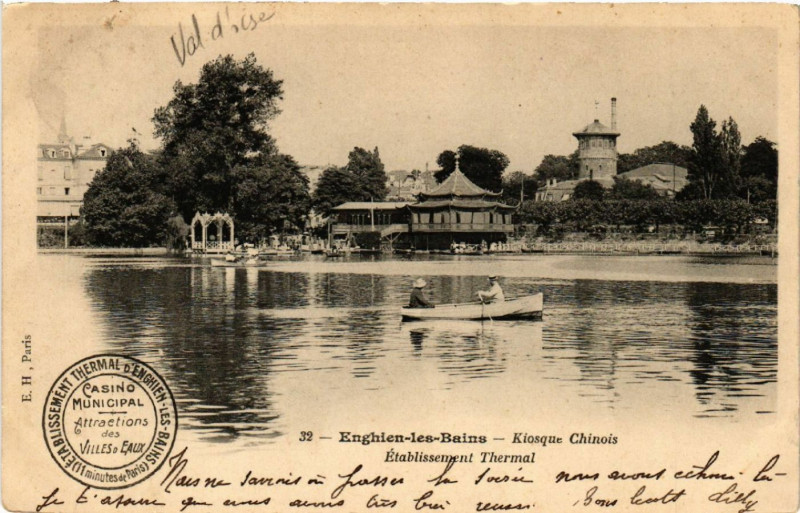 Carte postale ancienne Enghien-les-Bains - Kiosque Chinois - Etablissement Thermal à Enghien-les-Bains