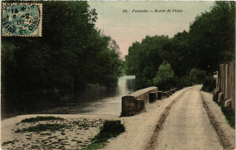 Carte postale ancienne Pontoise - Bords de l'Oise à Pontoise