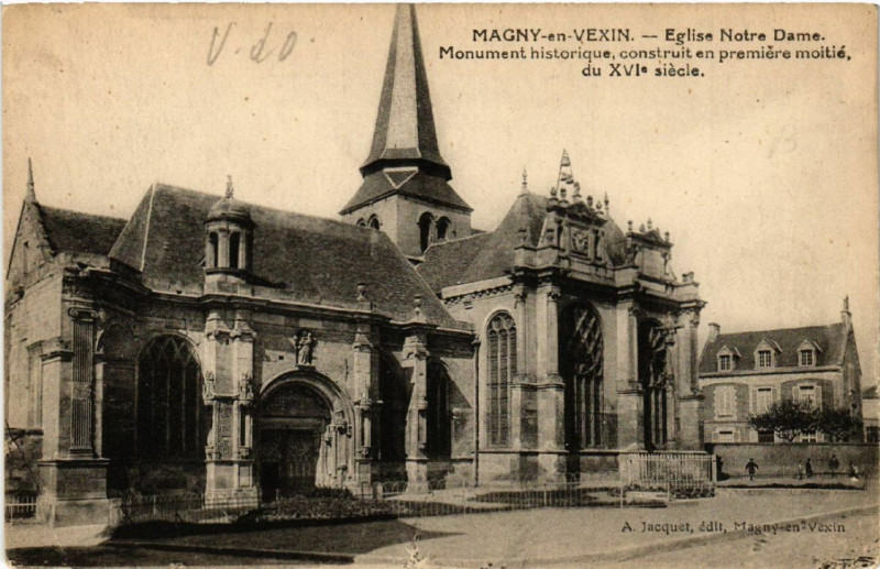 Carte postale ancienne Magny-en-Vexin - Eglise Notre-Dame - Mon.-hist. construit en ... à Magny-en-Vexin